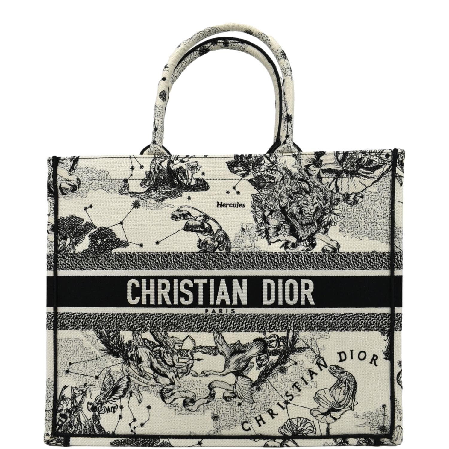 Dior Book Zodiac Embroidery Tote Bag Latte Canvas Dior Zodiac Tote