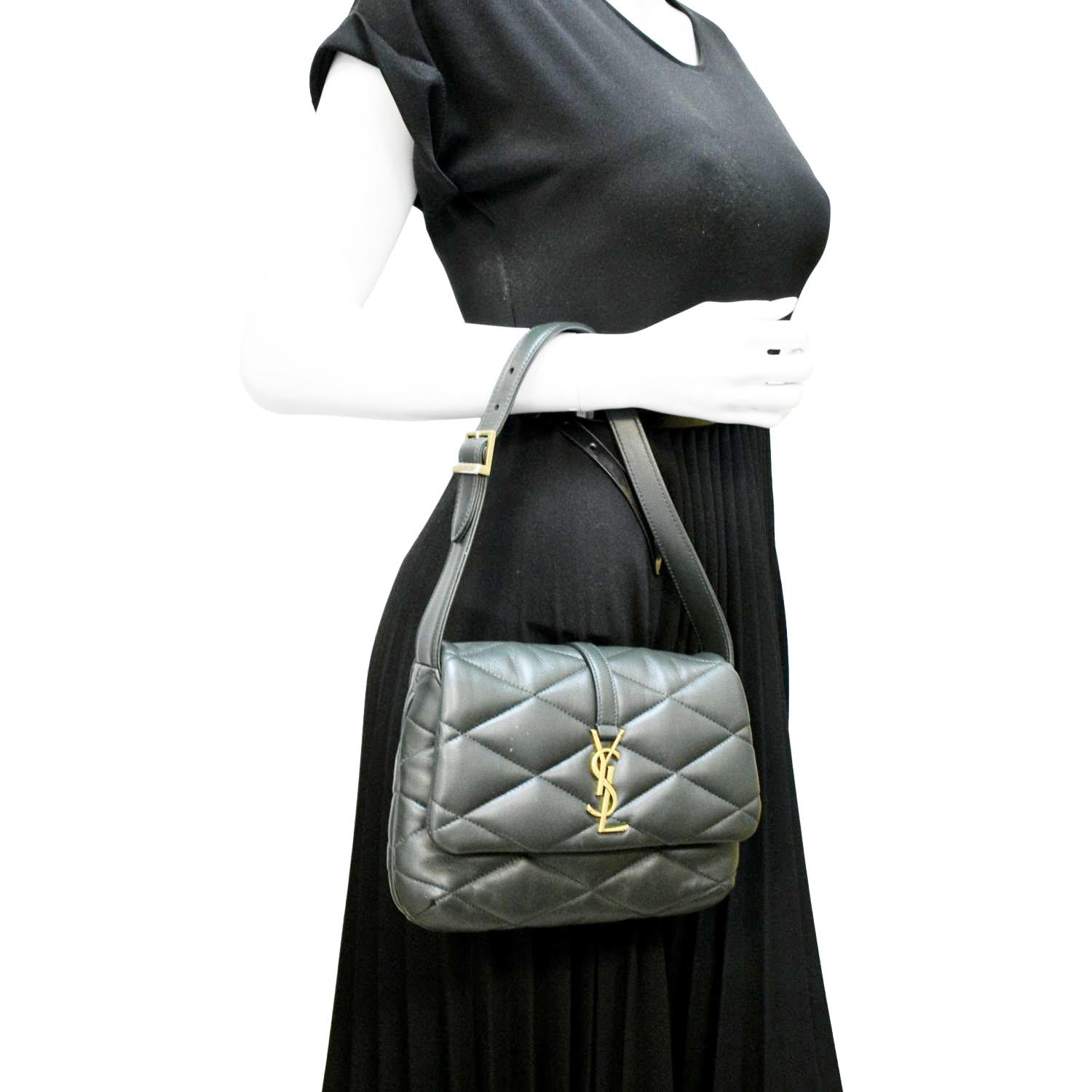 YSL Saint Laurent Saint Le Lambskin Hobo Bag Leather Quilted Shoulder Bag