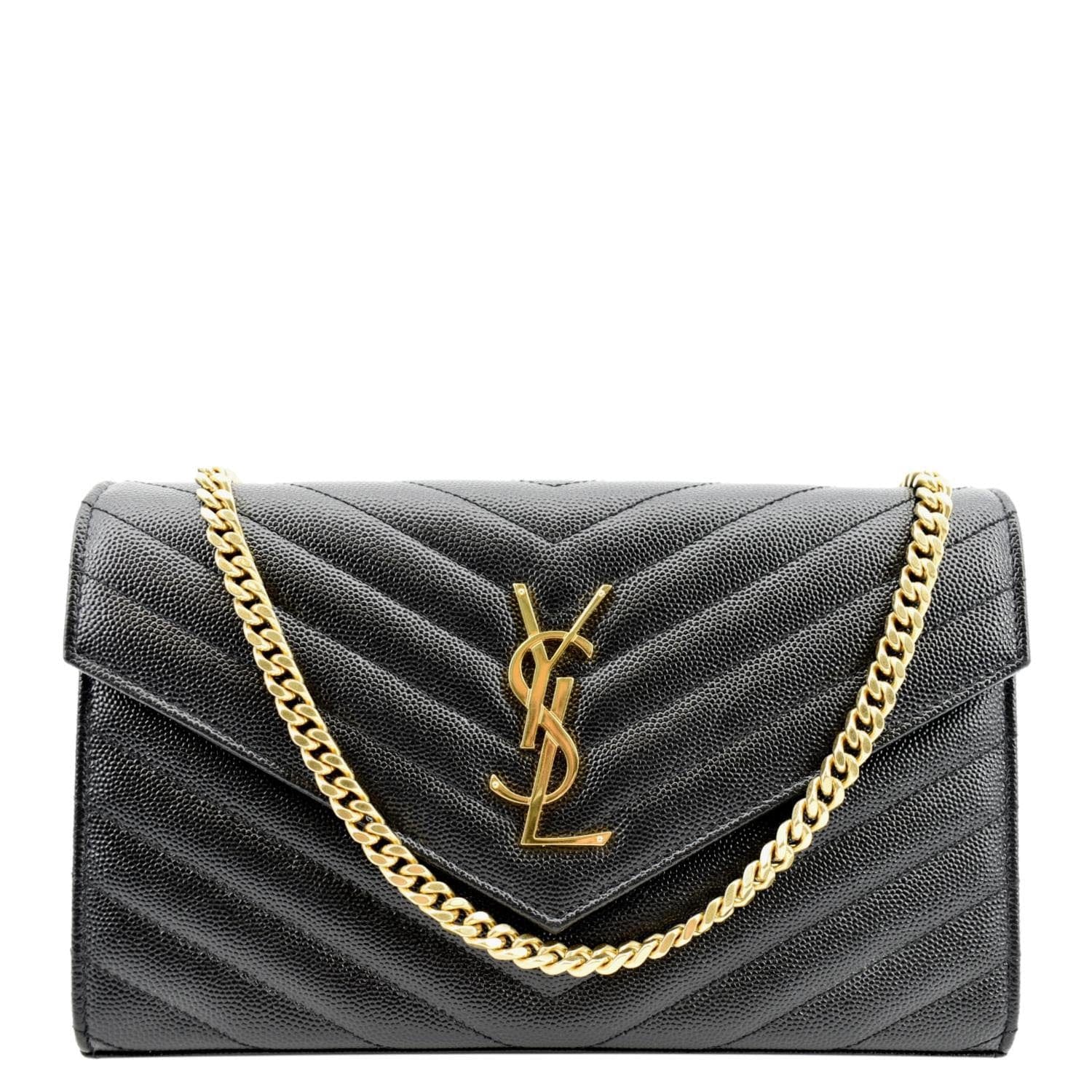 YSL Saint Laurent Saint Envelope Shoulder Bag Leather Black