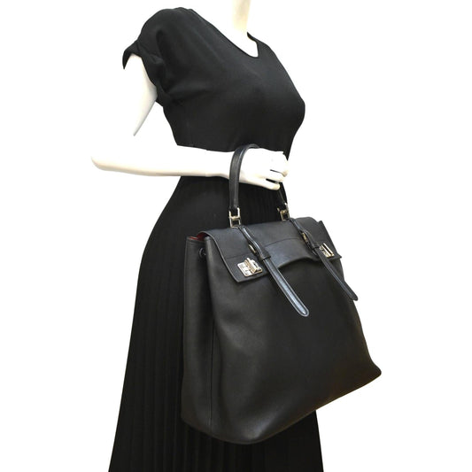 Prada 2Way Tote Shoulder Bag Leather Black