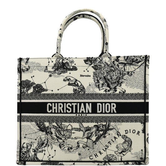Dior Book Zodiac Embroidery Tote Bag Latte Canvas