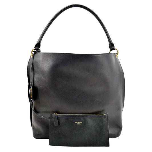 YSL Saint Laurent Saint Tag Calfskin Hobo Bag Leather Black Shoulder Bag