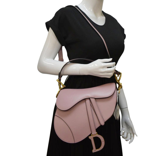 Dior Saddle Smooth Calfskin Satchel Shoulder Bag Antique Leather Pink Satchel Bag