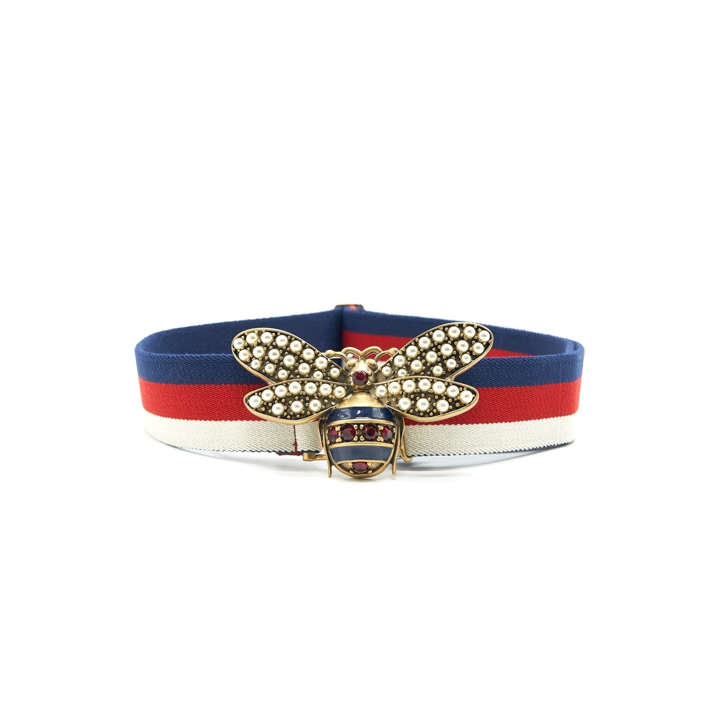 Gucci Web Belt With Bee Handbag Blue Red Accessory