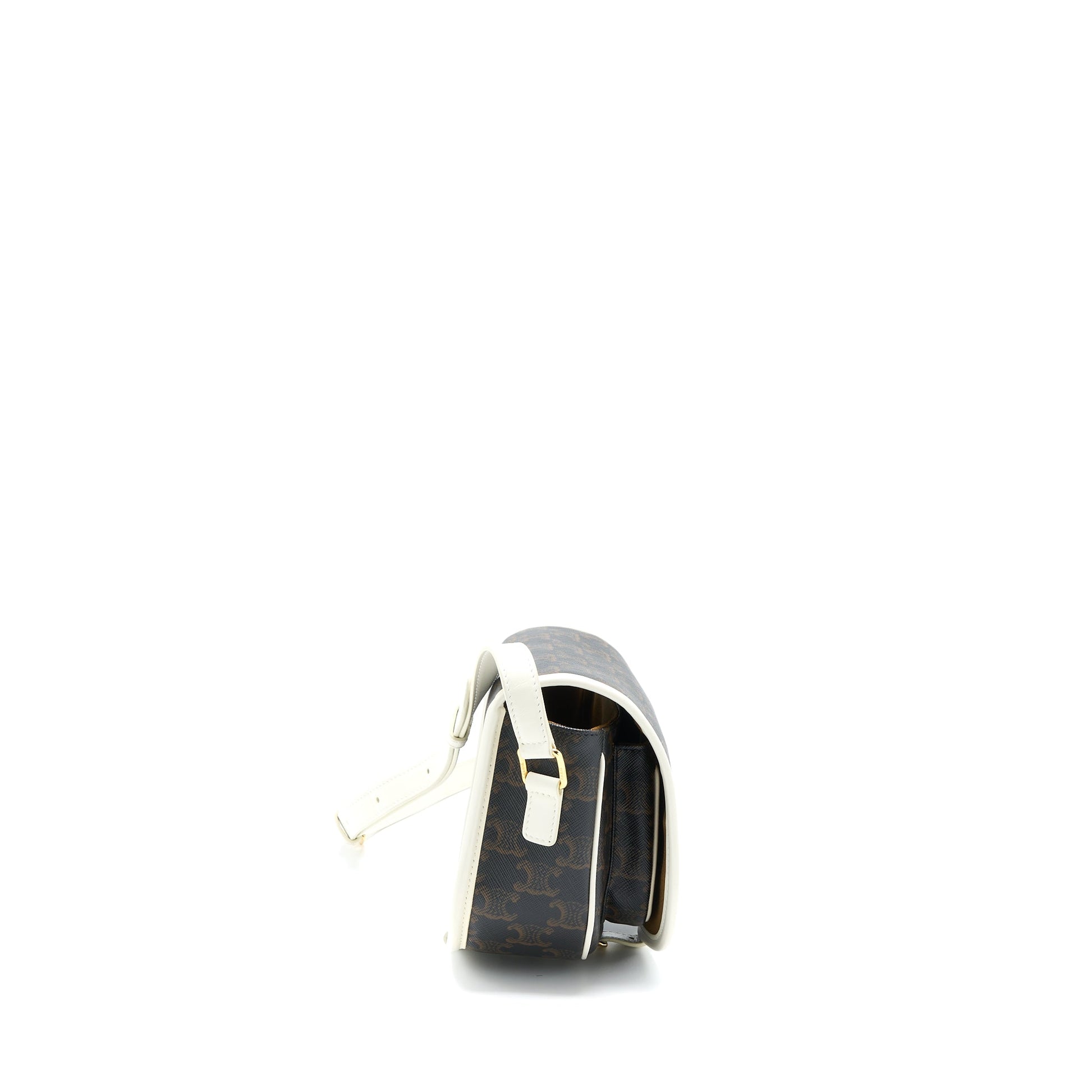 Celine Folco Purse Triomphe Handbag Canvas White Travel Bag