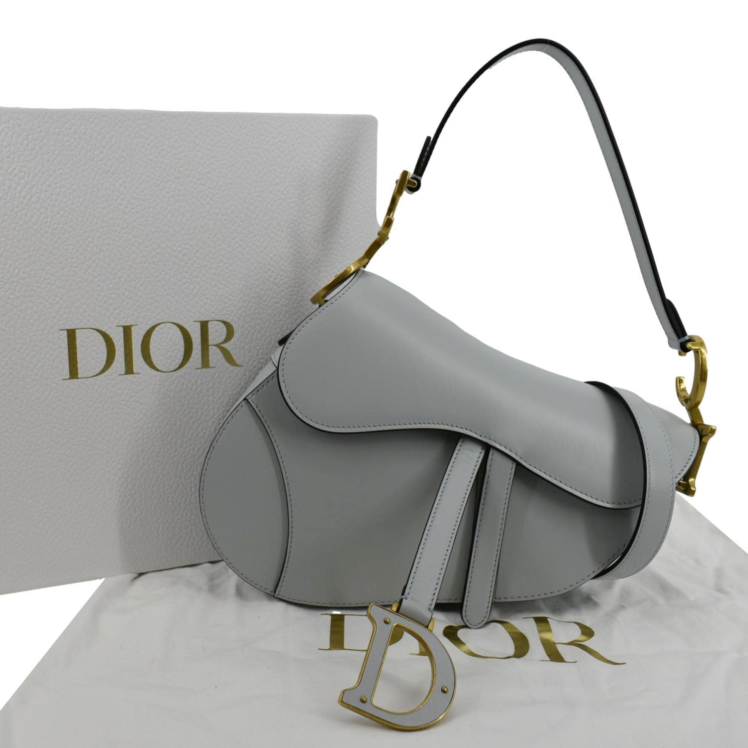 Dior Saddle Smooth Calfskin Satchel Shoulder Bag Placid Leather Blue