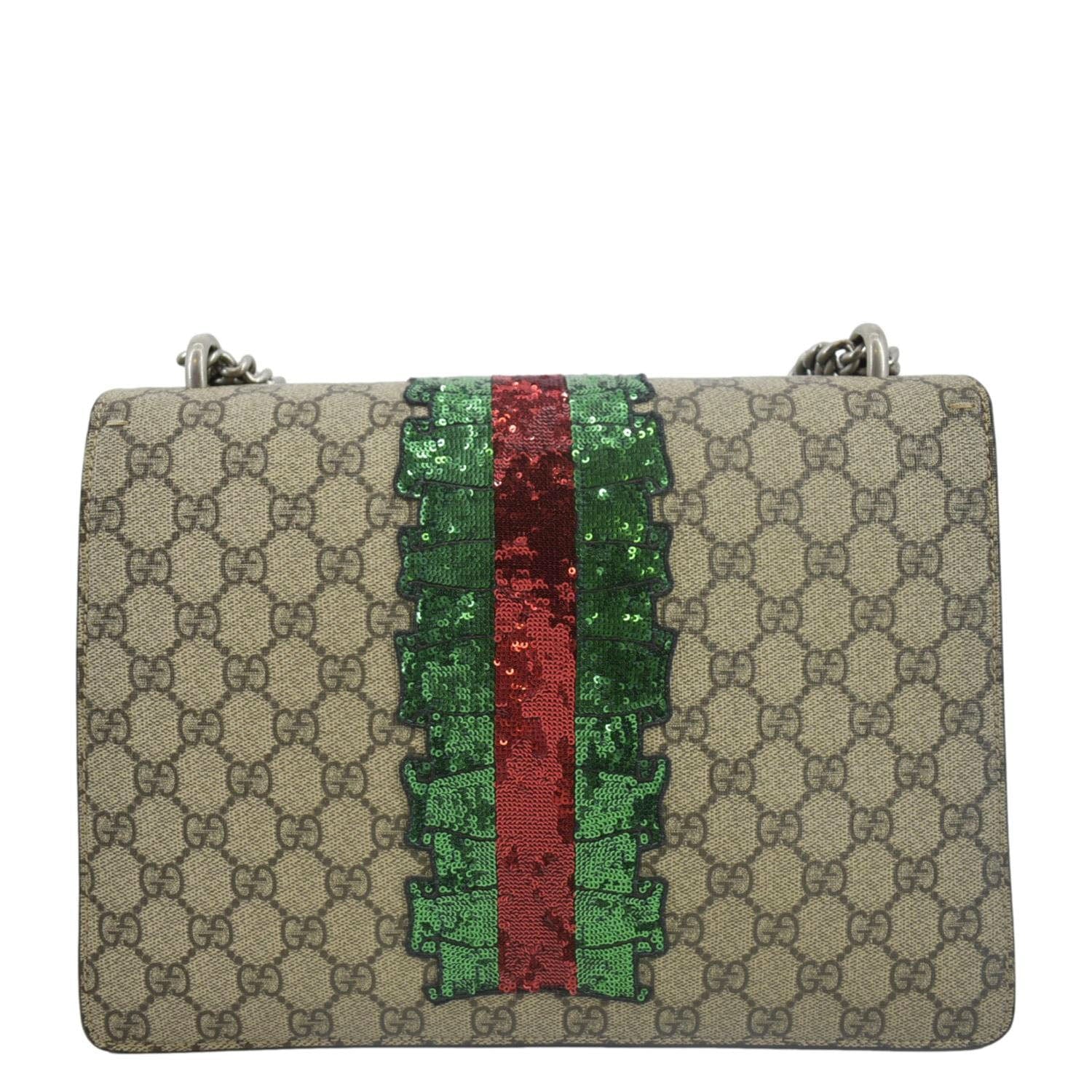 Gucci Dionysus Supreme Embroidered Sequin Shoulder Bag Beige