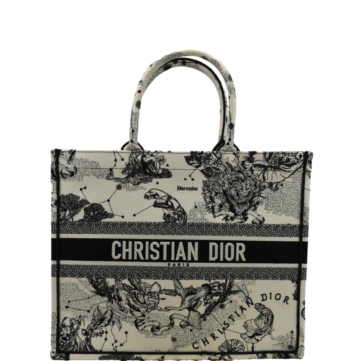 Dior Book Zodiac Embroidery Tote Bag Latte Canvas