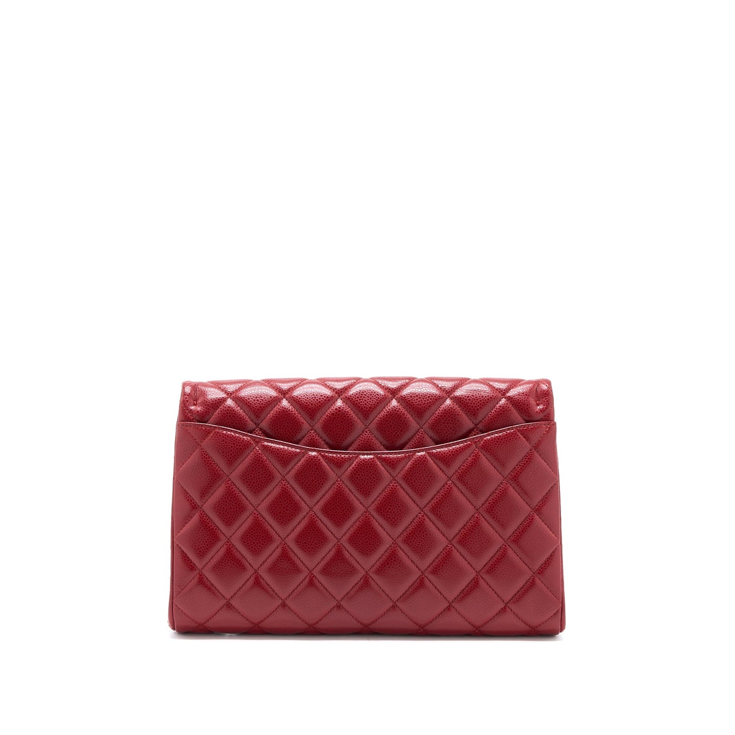 Chanel Classic Timeless Flap Caviar SHW Red Clutch Bag