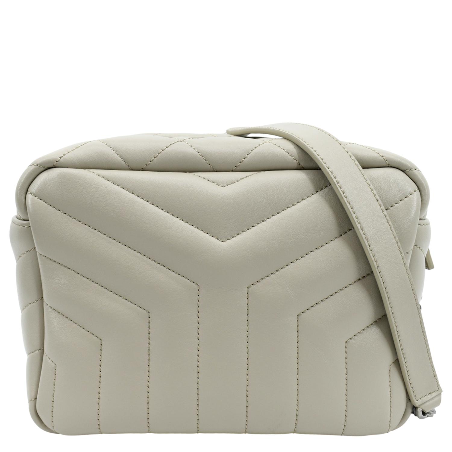 YSL Saint Laurent Yves Loulou Calfskin Crossbody Bag Leather White Small