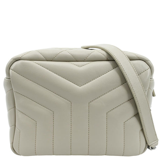 YSL Saint Laurent Yves Loulou Calfskin Crossbody Bag Leather White Small