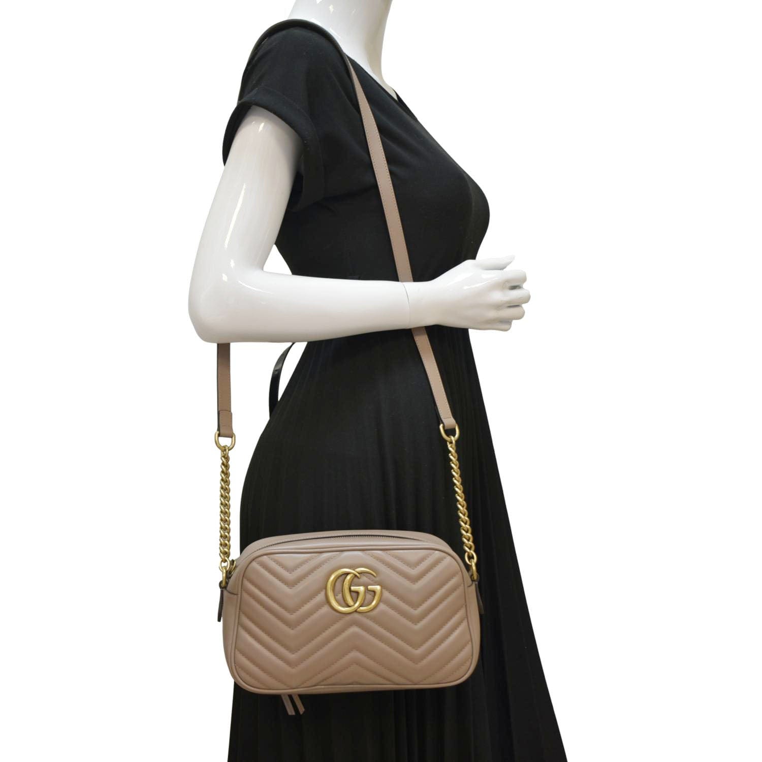 Gucci Marmont Crossbody Bag Dusty Leather Matelasse Camera Bag
