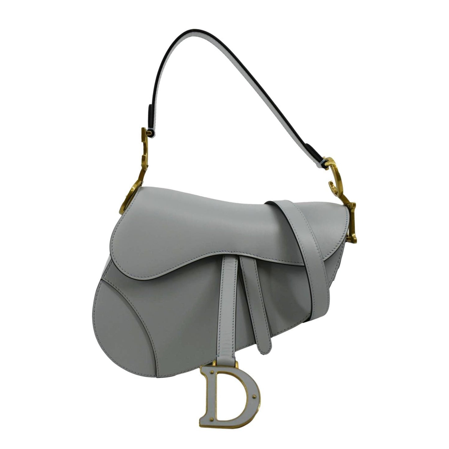 Dior Saddle Smooth Calfskin Satchel Shoulder Bag Placid Leather Blue