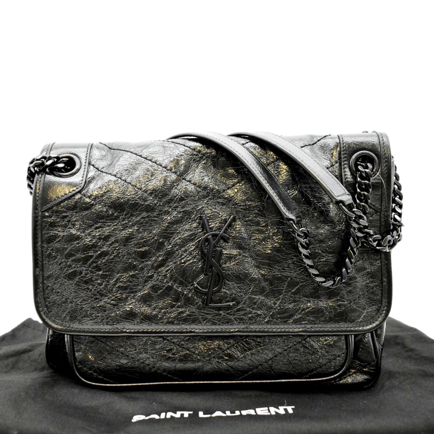 YSL Saint Laurent Saint Niki Shoulder Bag Leather Black