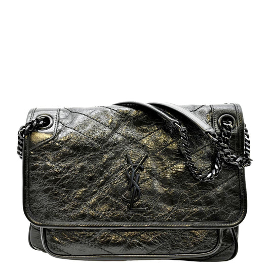 YSL Saint Laurent Saint Niki Shoulder Bag Leather Black