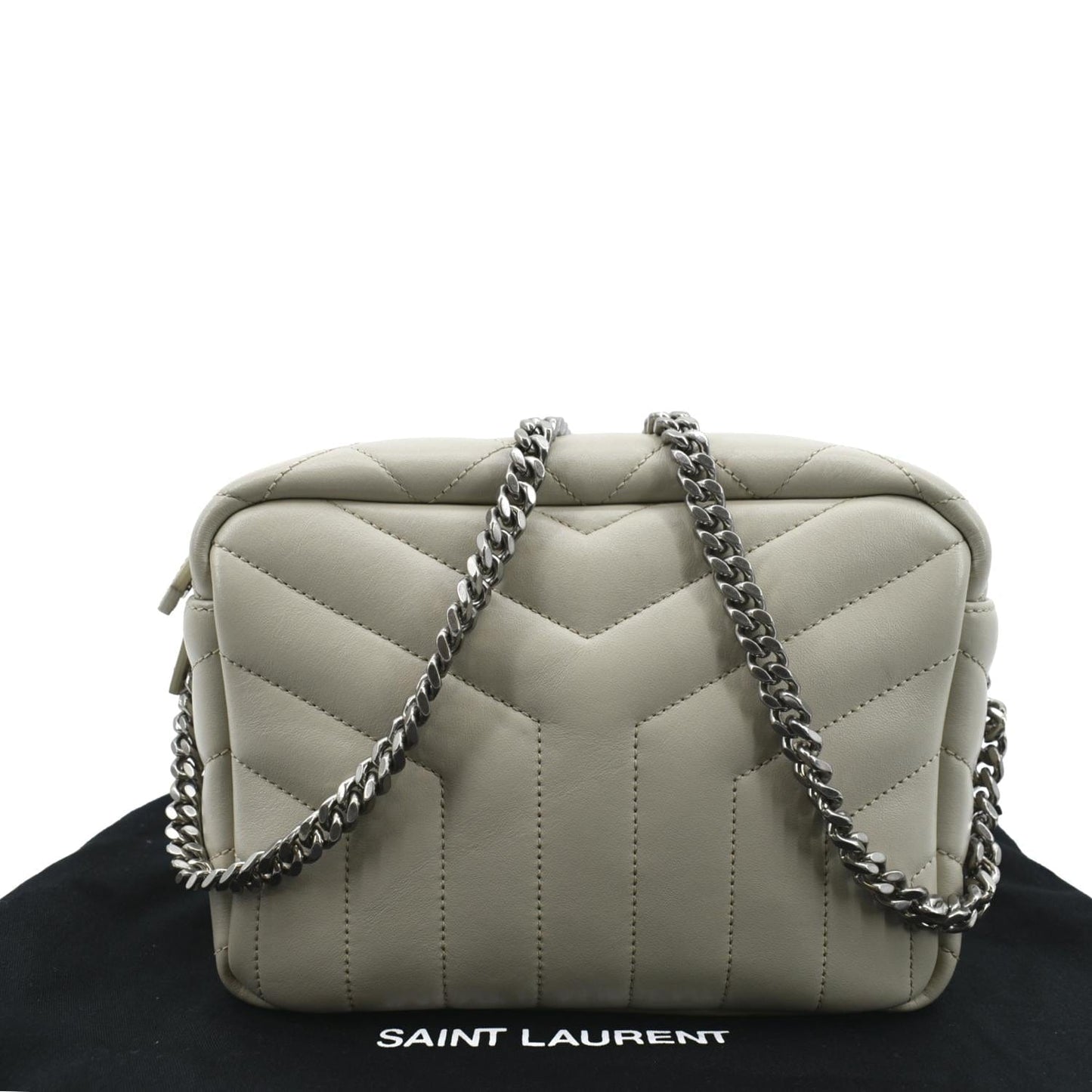 YSL Saint Laurent Yves Loulou Calfskin Crossbody Bag Leather White Small