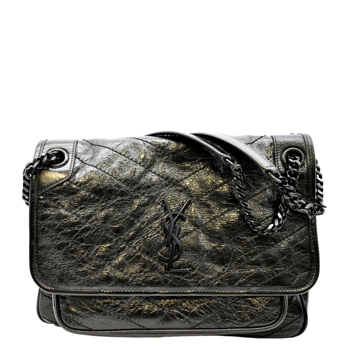 YSL Saint Laurent Yves Niki Shoulder Bag Leather Black Medium