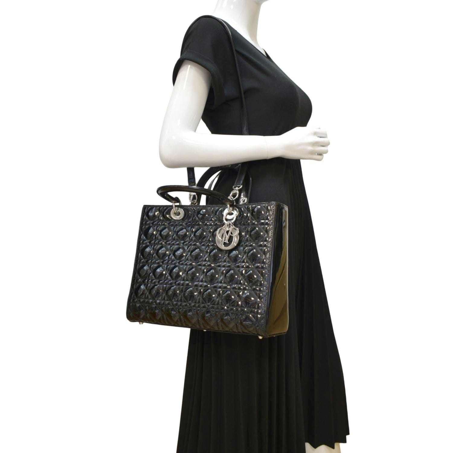 Dior Lady Shoulder Bag Leather Patent Quilted