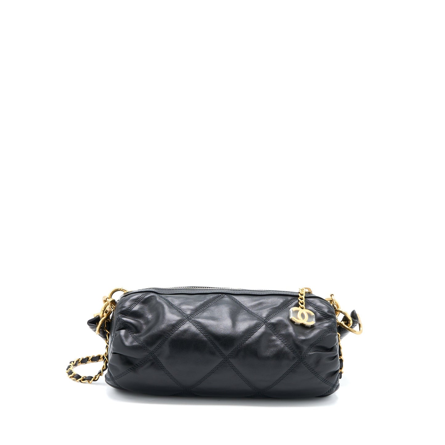 Chanel Bowling Lambskin Brushed GHW Microchip Black Mini Bag