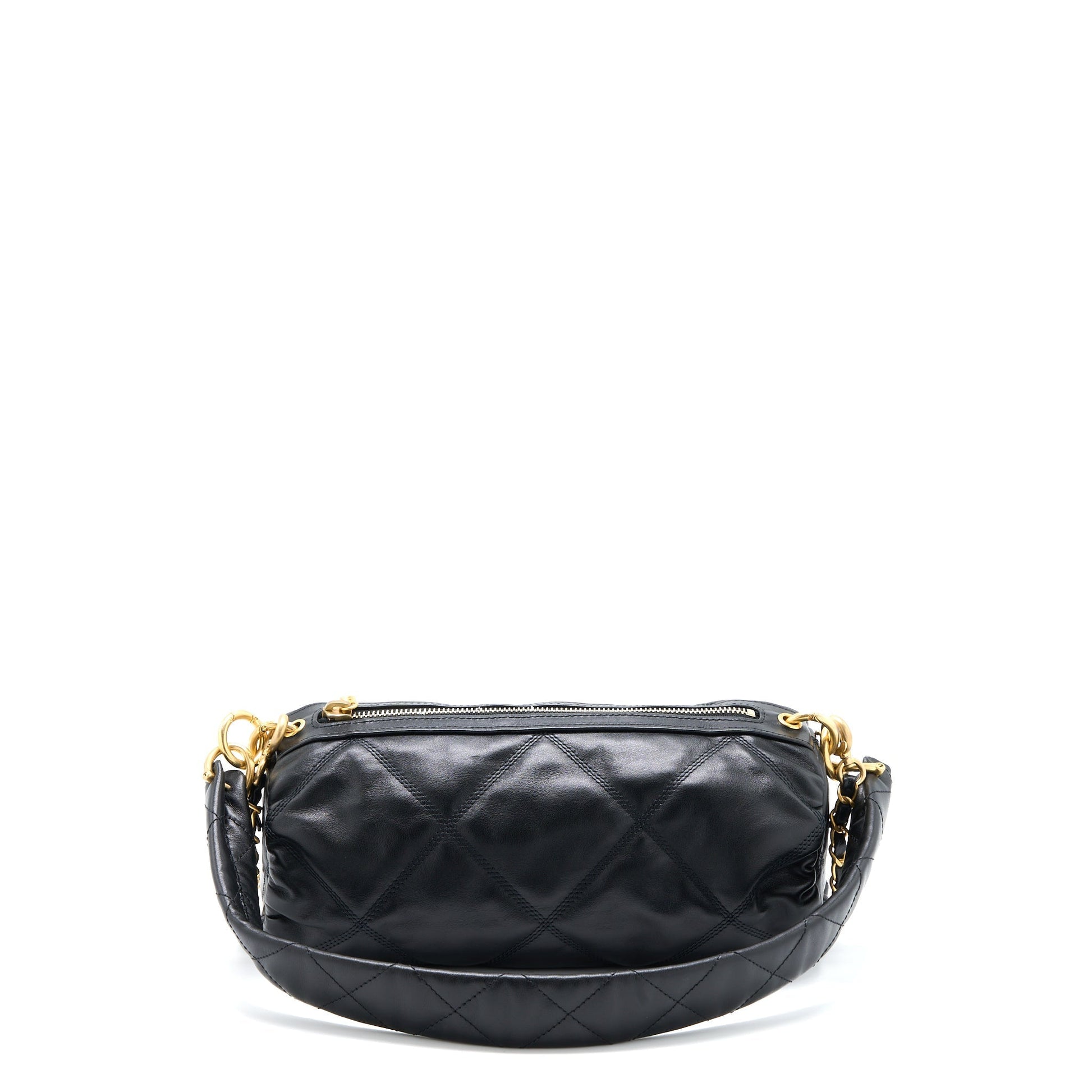 Chanel Bowling Lambskin Brushed GHW Microchip Black Mini Bag