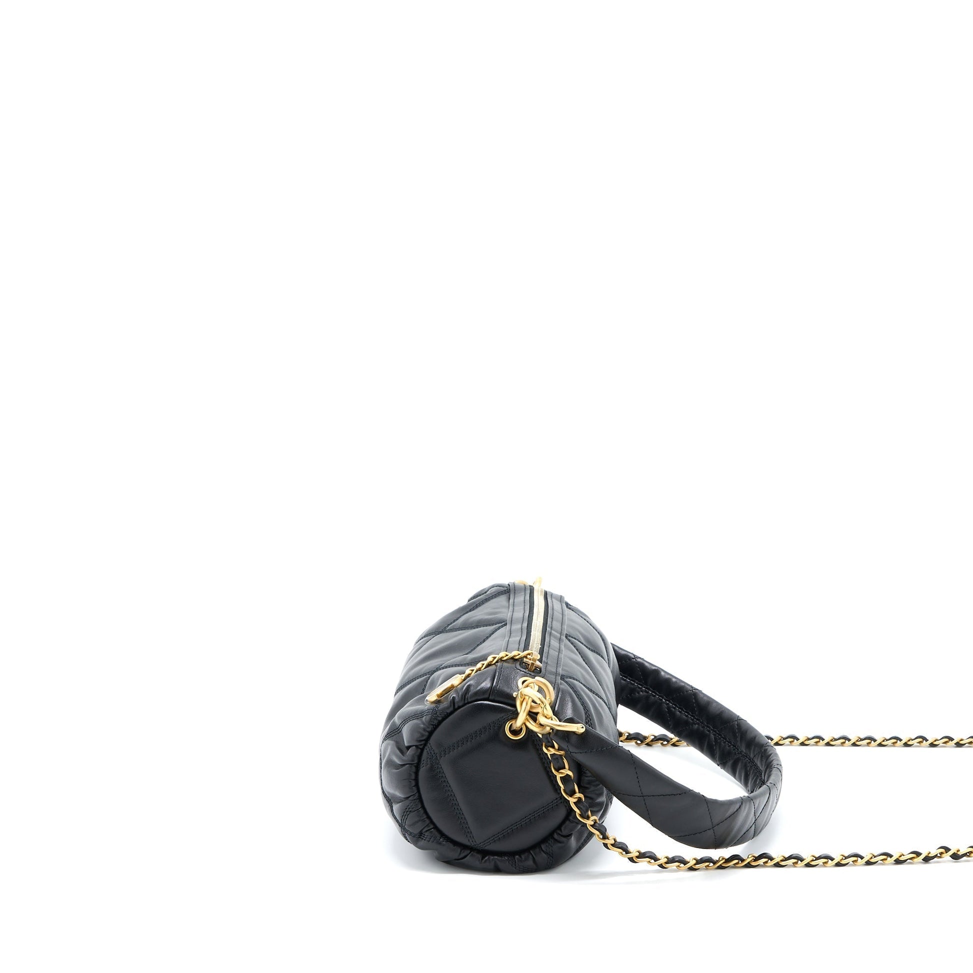 Chanel Bowling Lambskin Brushed GHW Microchip Black Mini Bag