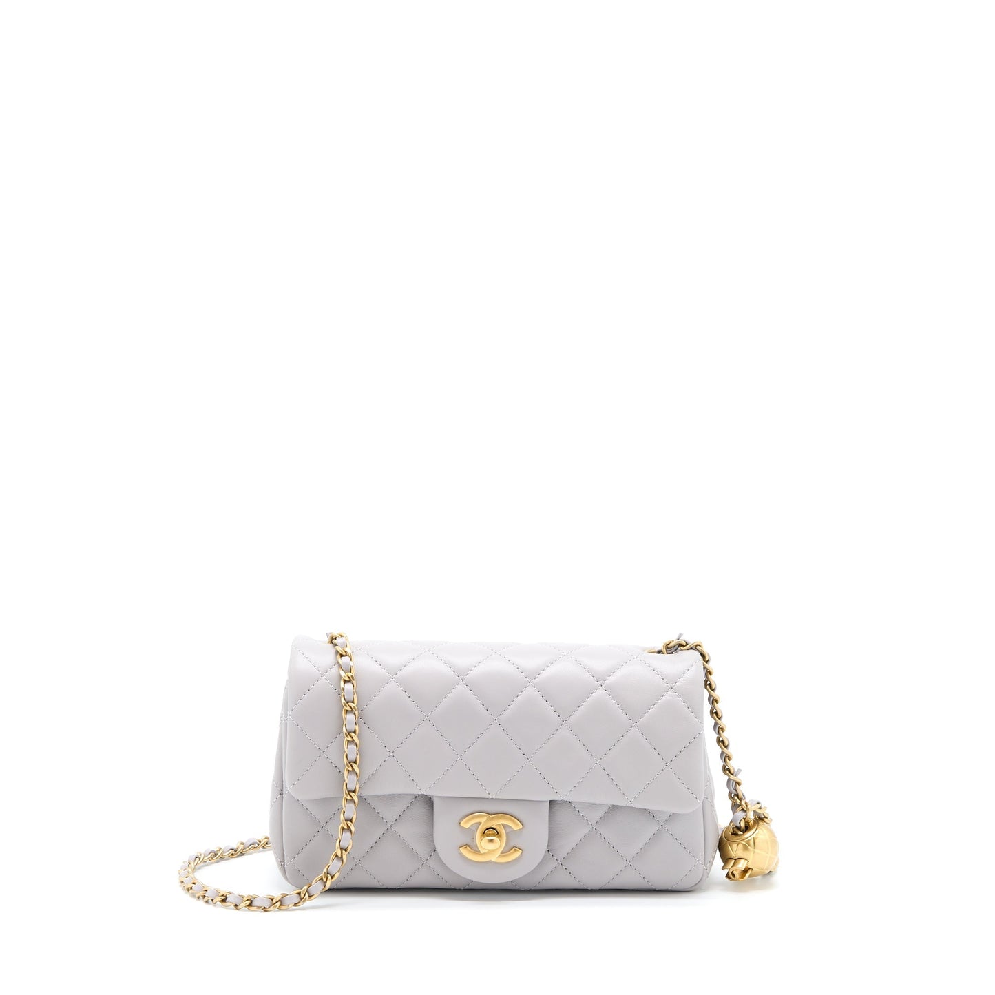 Chanel Pearl Crush Rectangular Lambskin Brushed GHW Grey Mini Bag