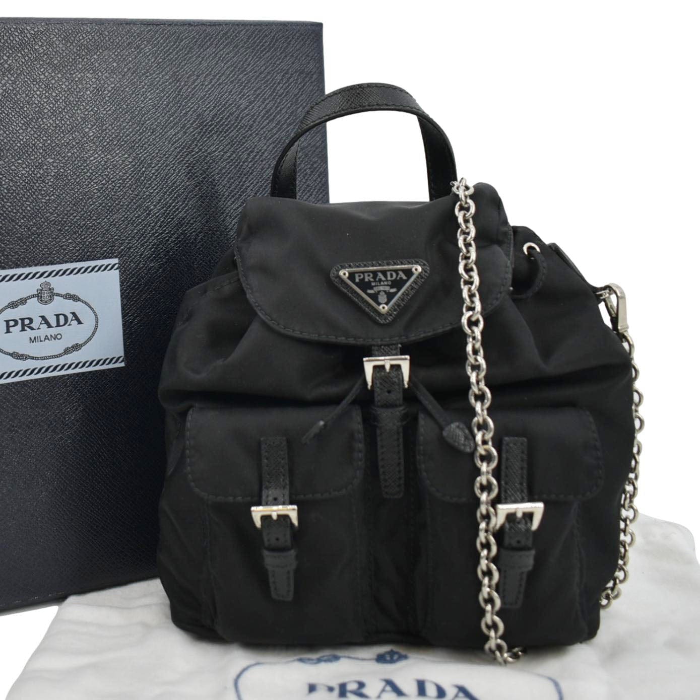 Double Pocket Backpack Shoulder Bag Nylon Black