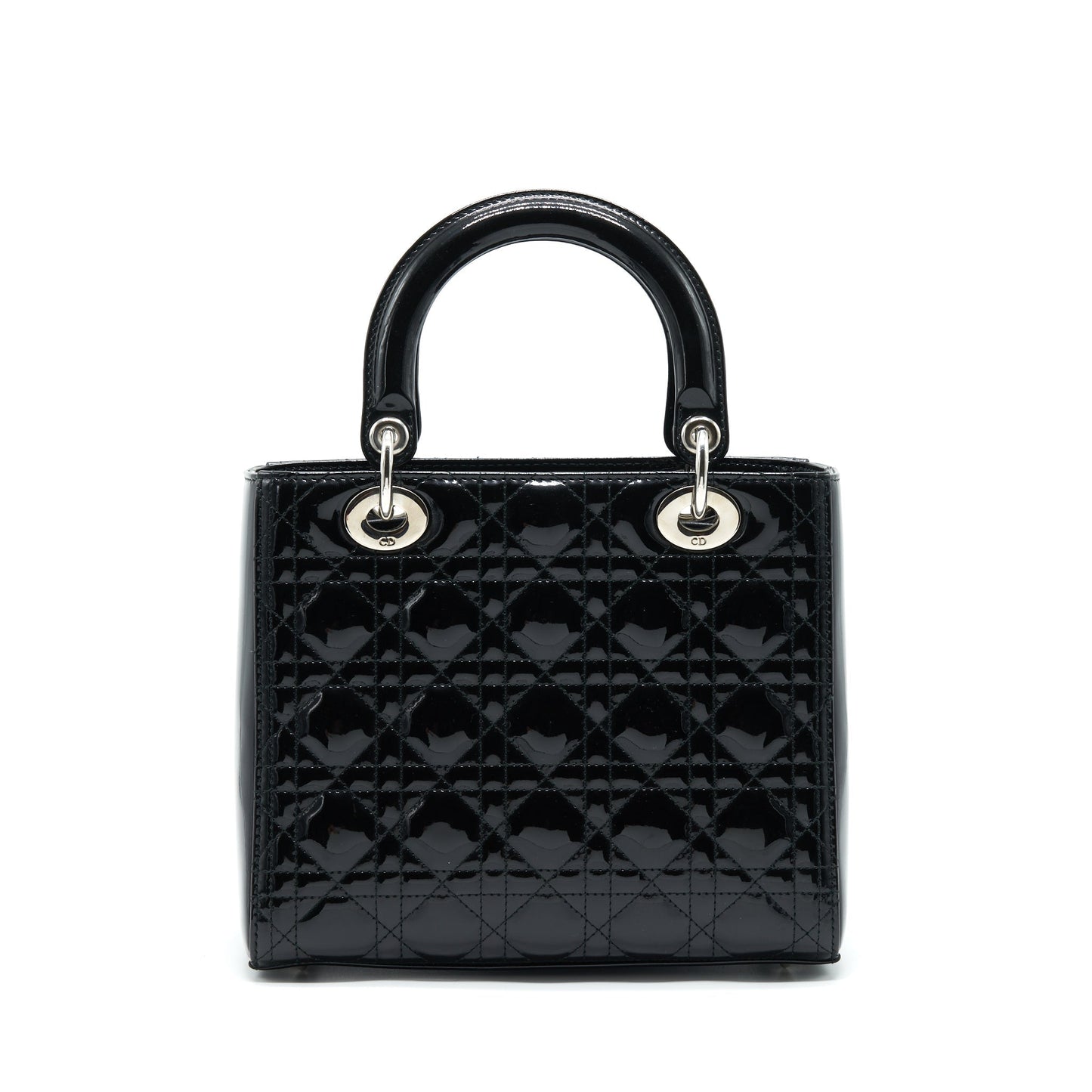Dior Lady Patent Handbag Leather Black Travel Bag