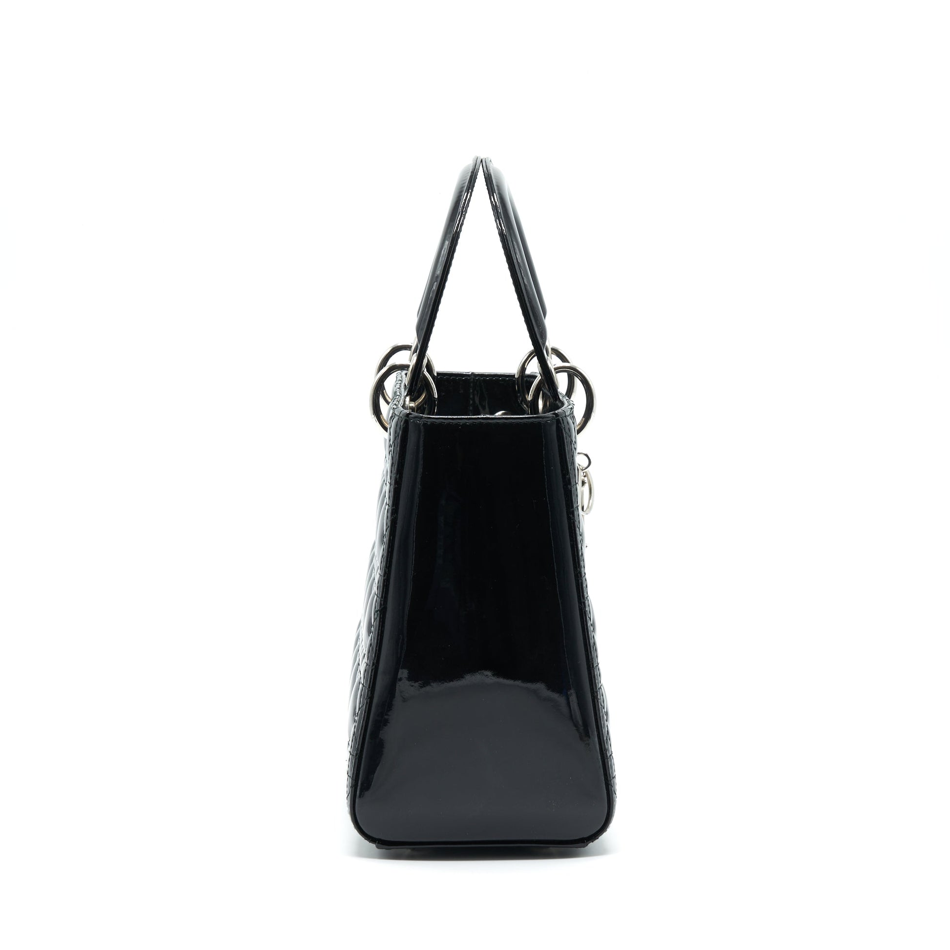 Dior Lady Patent Handbag Leather Black Travel Bag