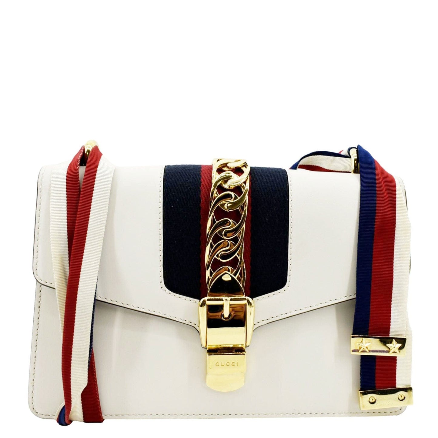 Gucci Sylvie Web Shoulder Bag Leather White