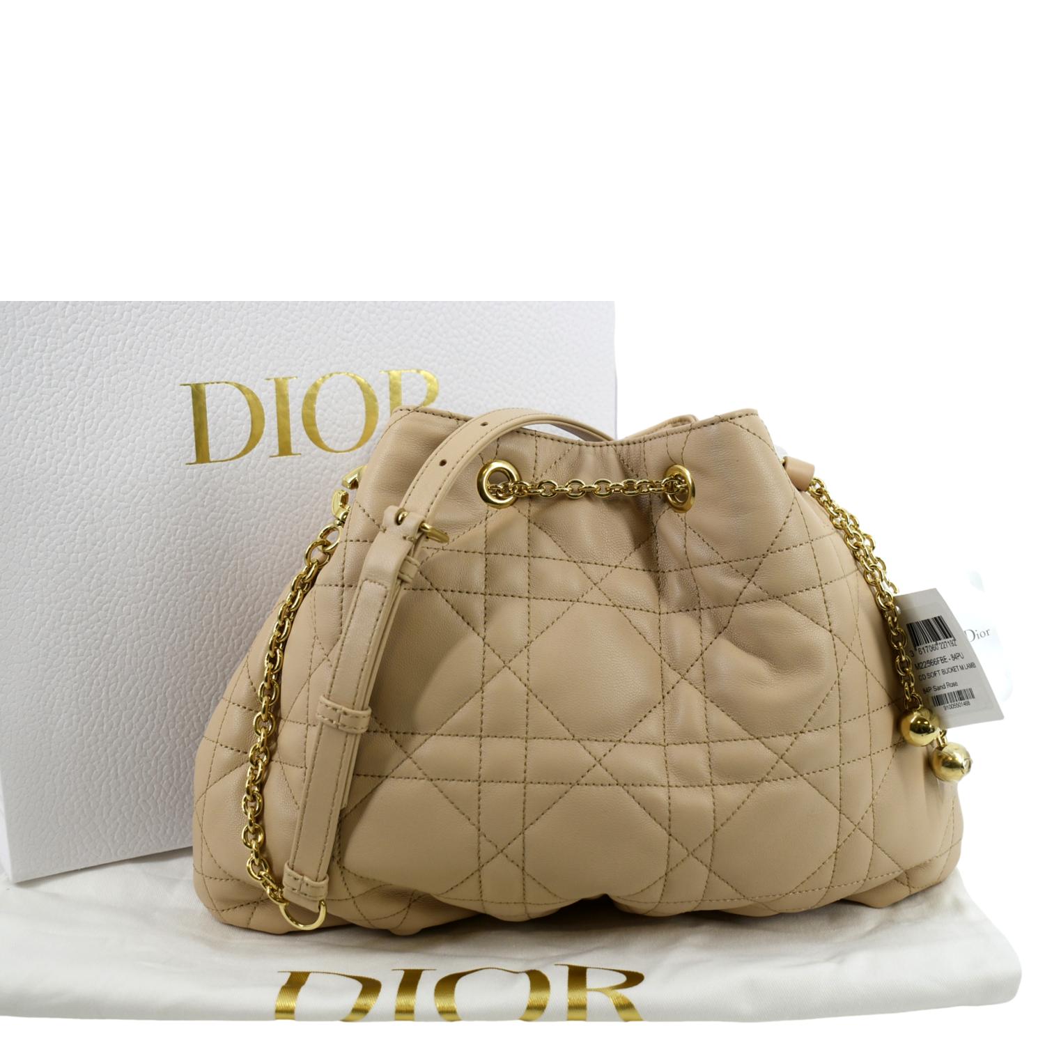 Dior Ammi Macrocannage Lambskin Shoulder Bag Sand Rose