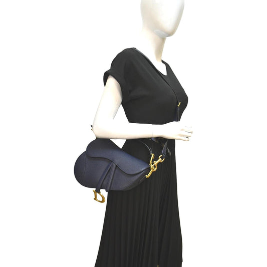 Dior Saddle Grained Calfskin Shoulder Bag Royal Leather Blue