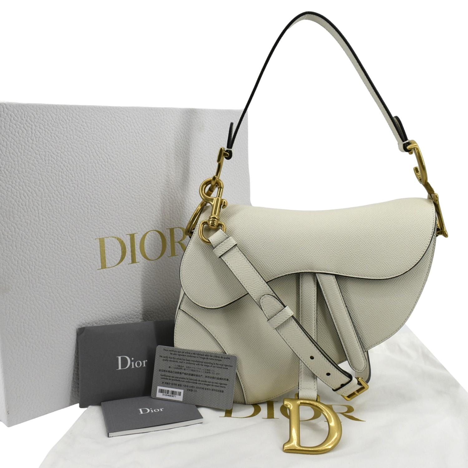 Dior Saddle Grained Calfskin Shoulder Bag Ivory Leather Saddle Bag 3