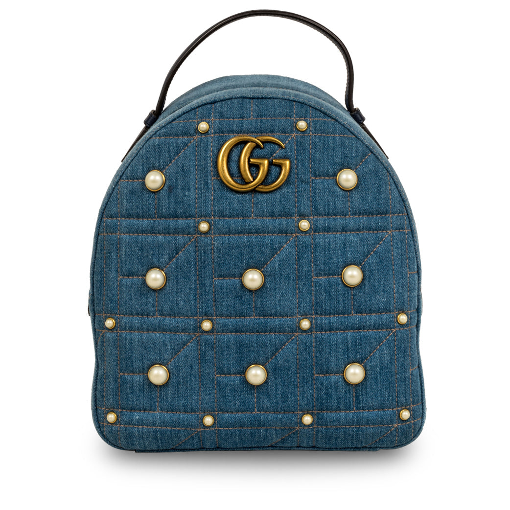 Gucci Marmont Pearl Backpack Denim Pearl Backpack
