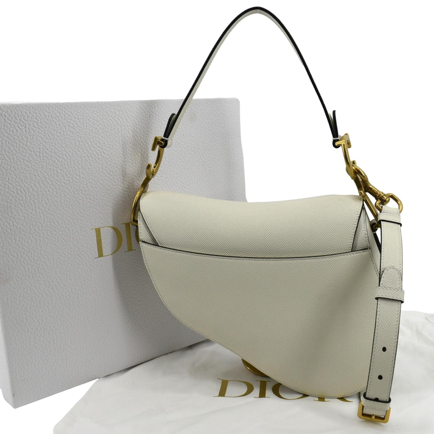 Dior Saddle Grained Calfskin Shoulder Bag Ivory Leather Saddle Bag 3