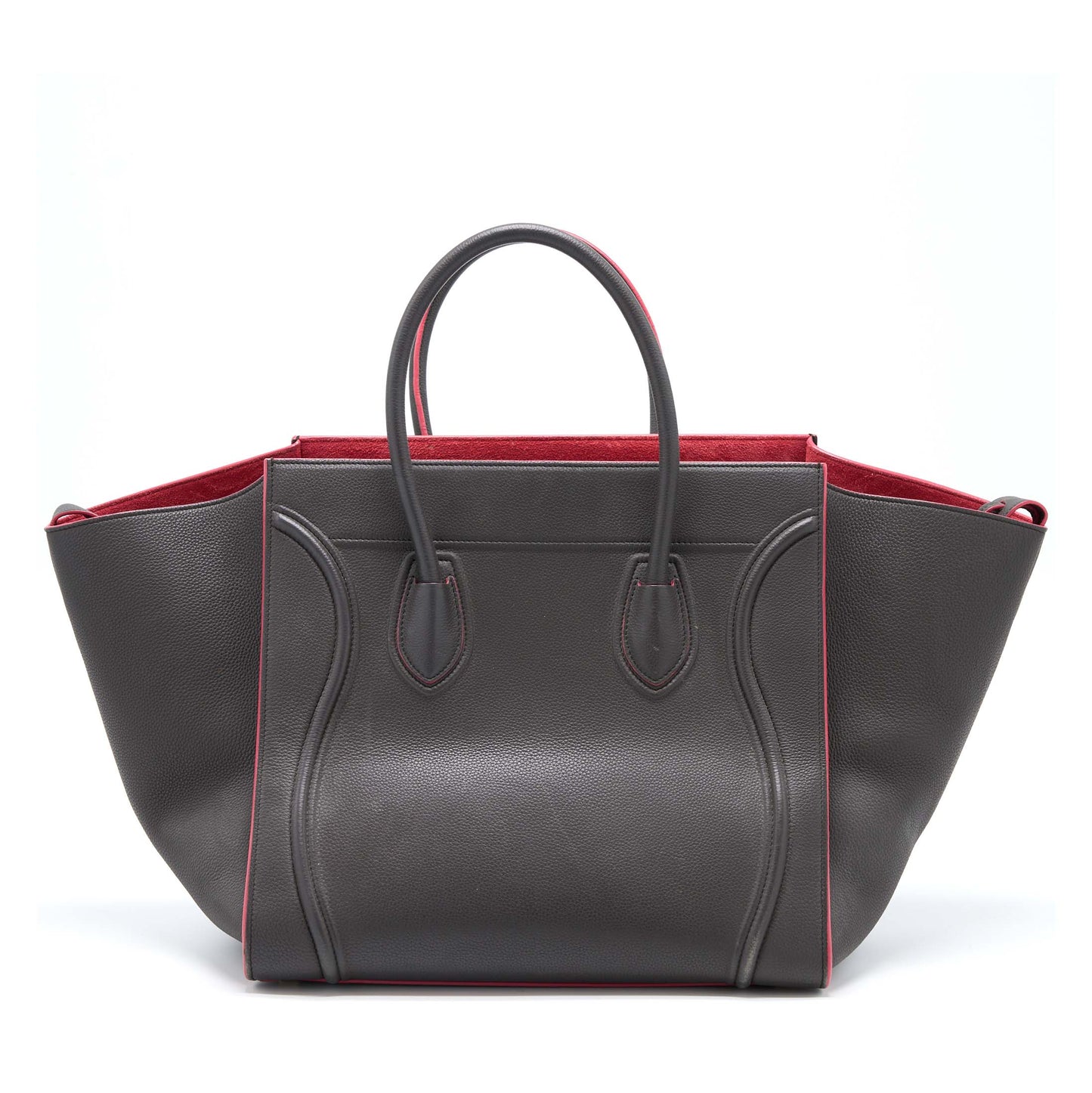 Celine Phantom Luggage Purse Calfskin Dark Grey Handbag Pink Large Travel Bag