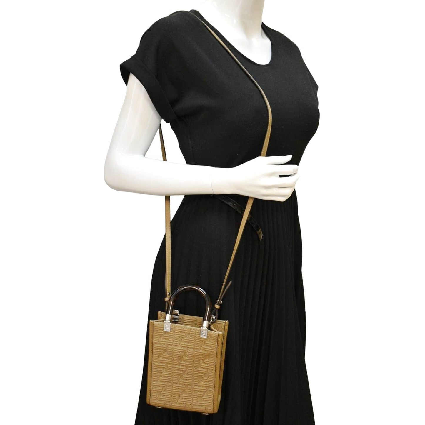 Fendi Sunshine Plexiglass Technical Fabric Ceylon Shopper Tote Crossbody Vitello Mini Crossbody Bag