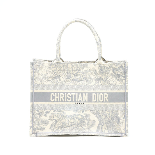 Dior Book Tote Grey Toile De Jouy Embroidery Medium Tote Bag Embroidery Handbag