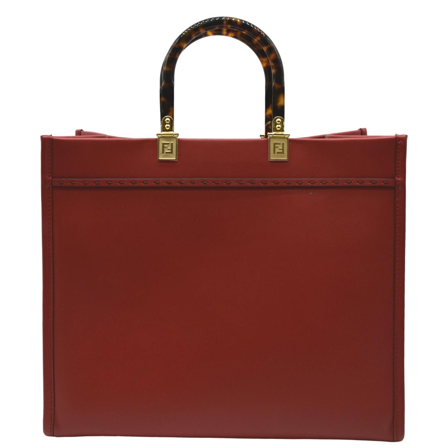 Fendi Sunshine Plexiglass Shoulder Tote Bag Leather Red Shoulder Bag