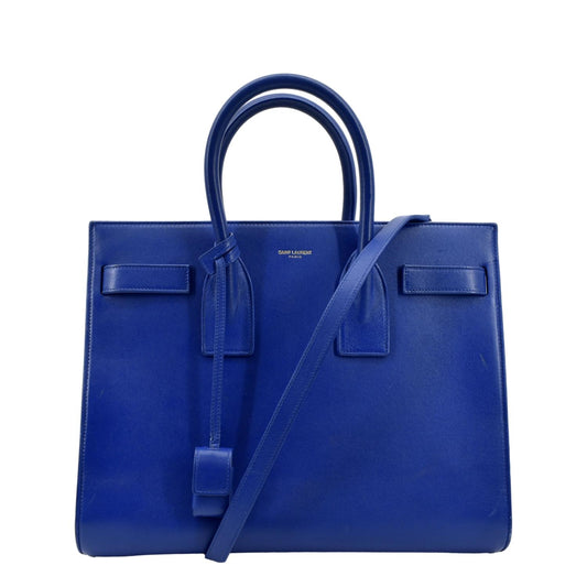 YSL Saint Laurent Saint Sac De Jour Shoulder Bag Leather Blue