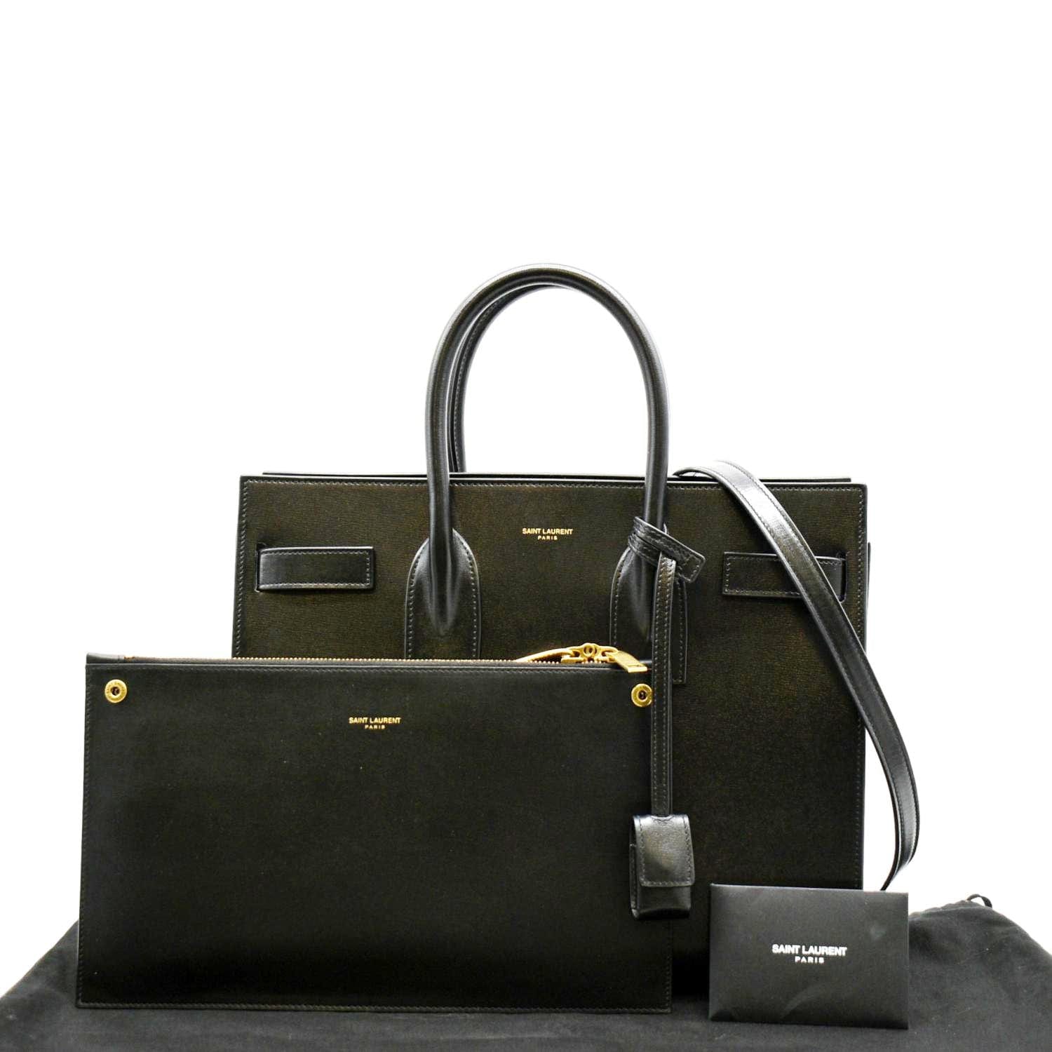 YSL Saint Laurent Yves Sac De Jour Satchel Shoulder Bag Leather Black Satchel Bag