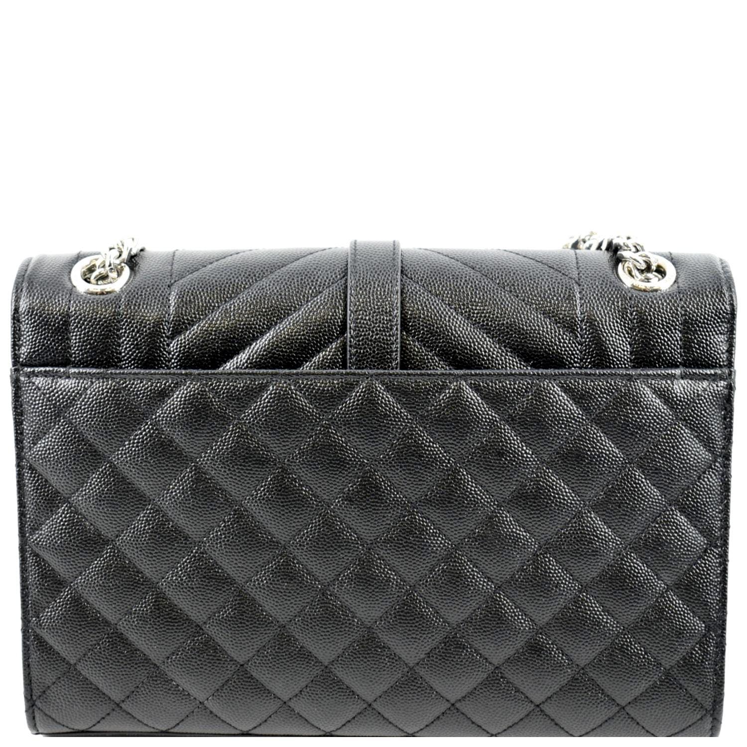 YSL Saint Laurent Yves Envelope Shoulder Bag Leather Black Medium Envelope Medium Chain