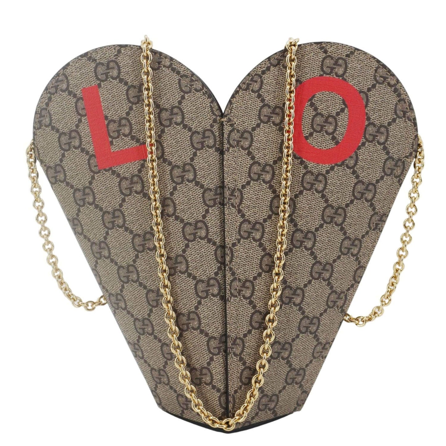 Gucci Valentines Day Love Heart Supreme Shoulder Bag Canvas Beige