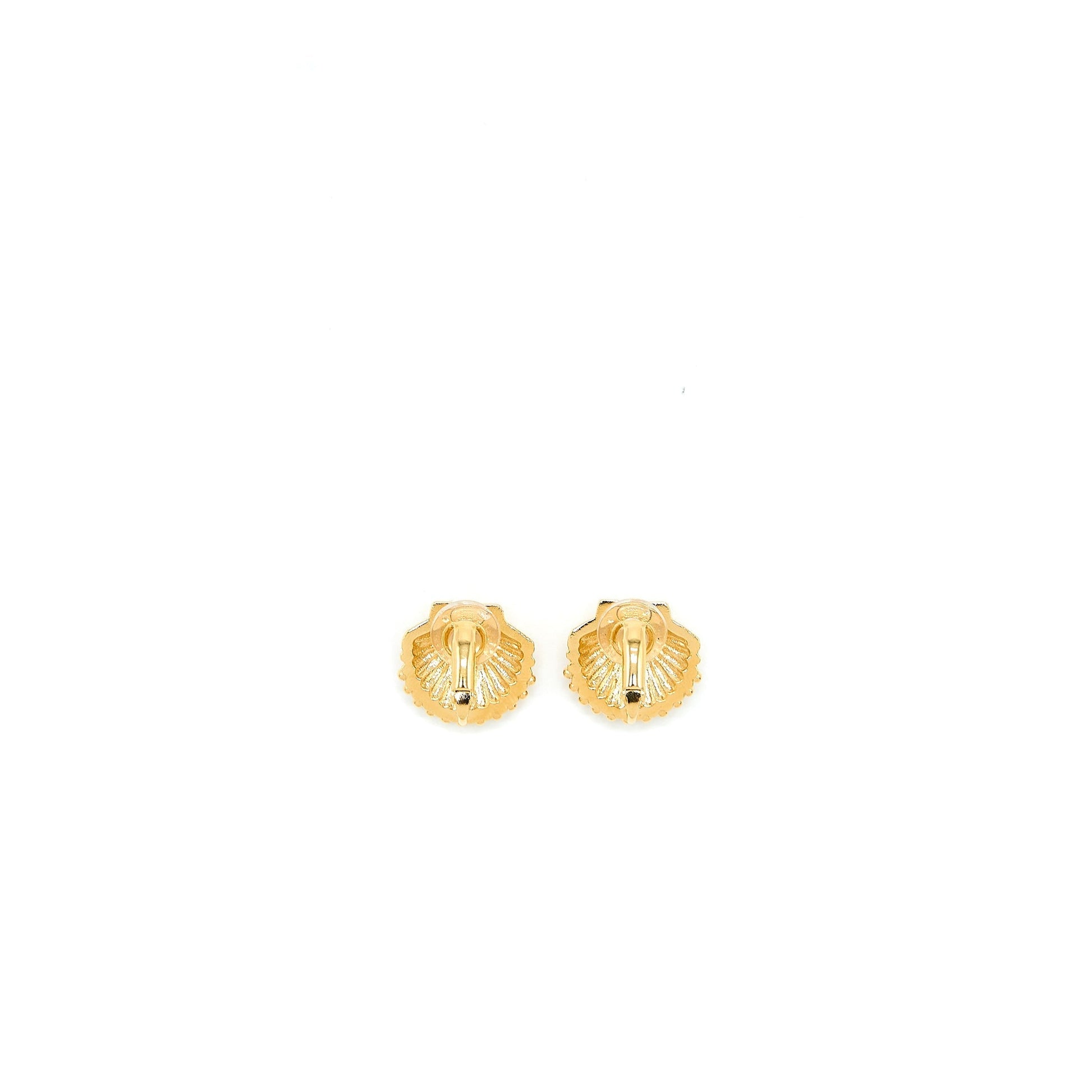 Chanel CC Logo Shell Earclips Crystal Tone Multicolour Gold Handbag
