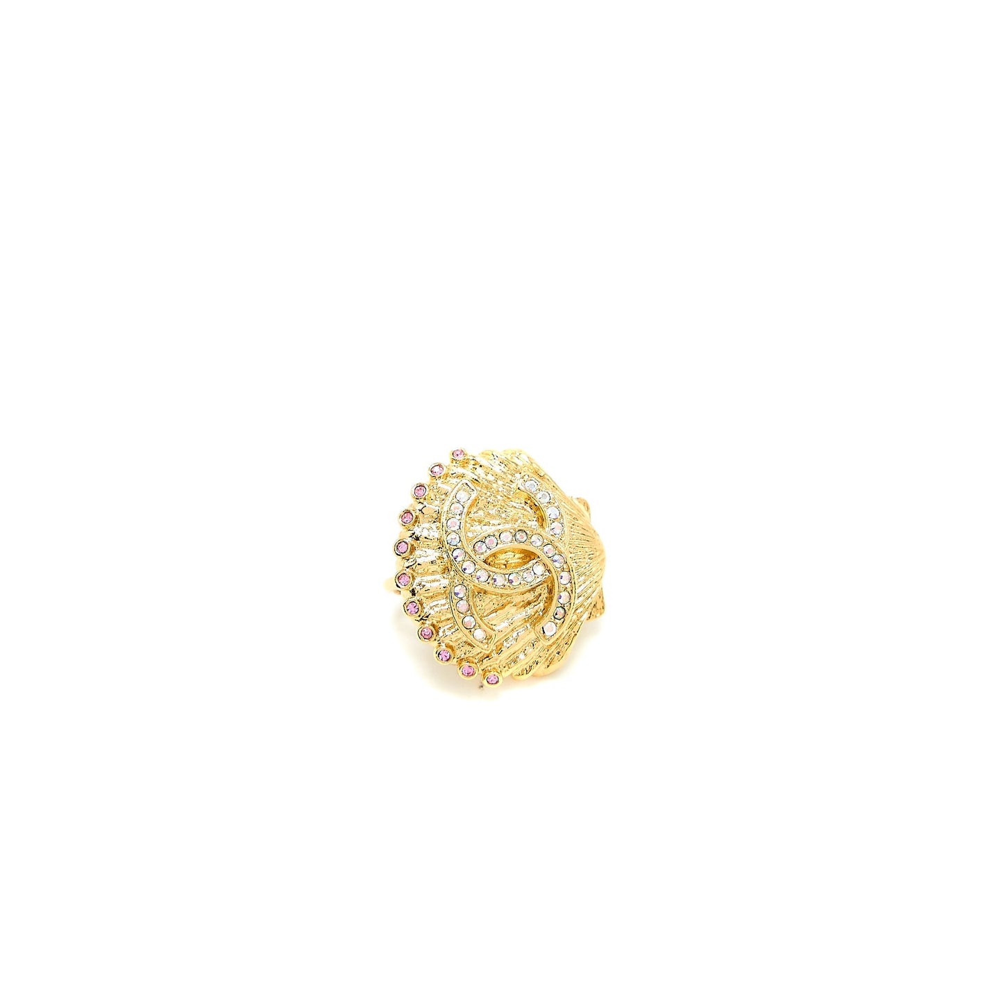 Chanel CC Logo Shell Earclips Crystal Tone Multicolour Gold Handbag