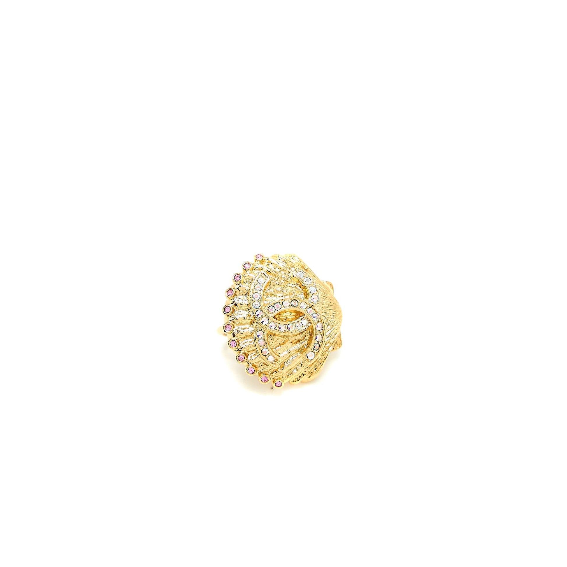 Chanel CC Logo Shell Earclips Crystal Tone Multicolour Gold Handbag