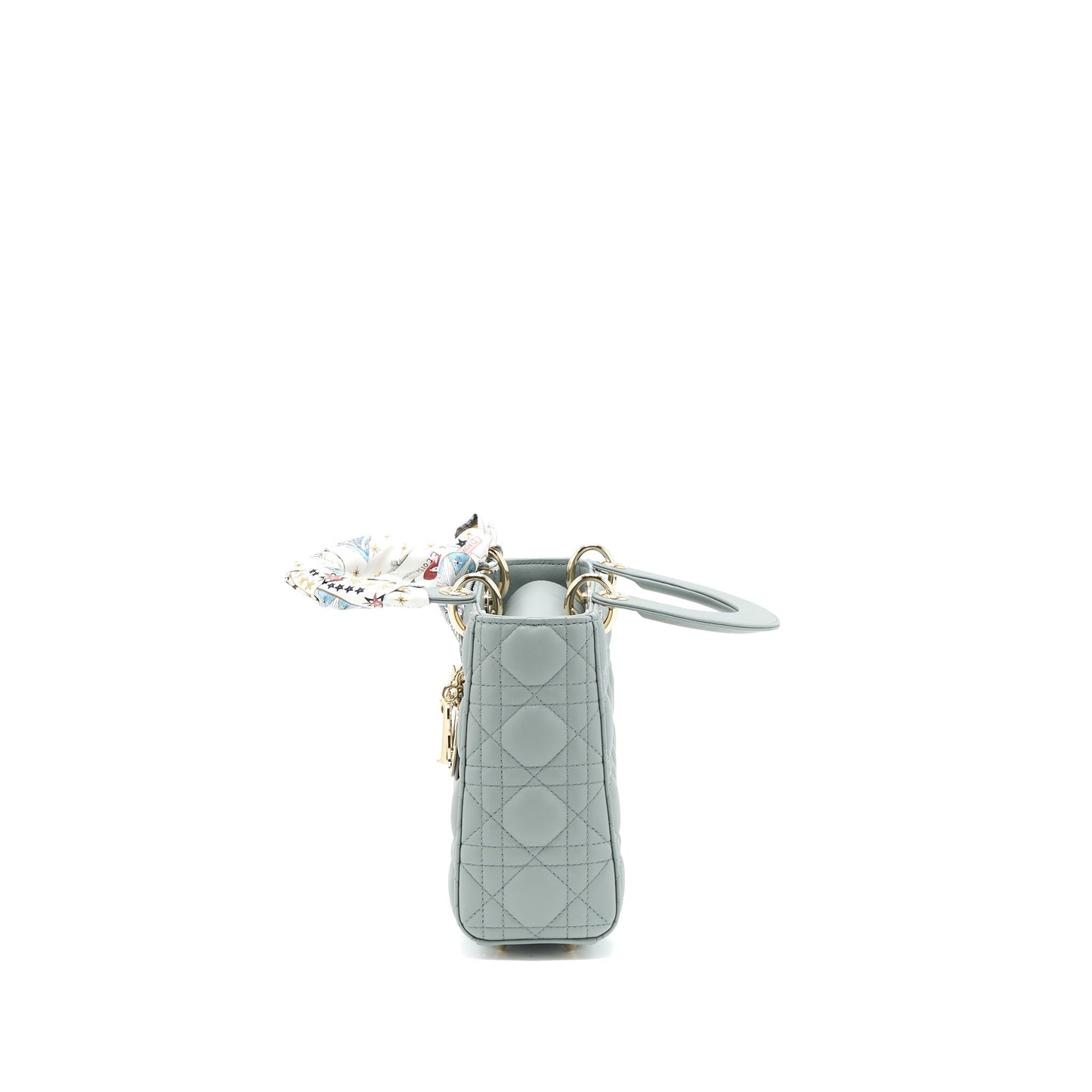 Dior Lady My Abc Lambskin Cannage Gray Handbag Small Travel Bag