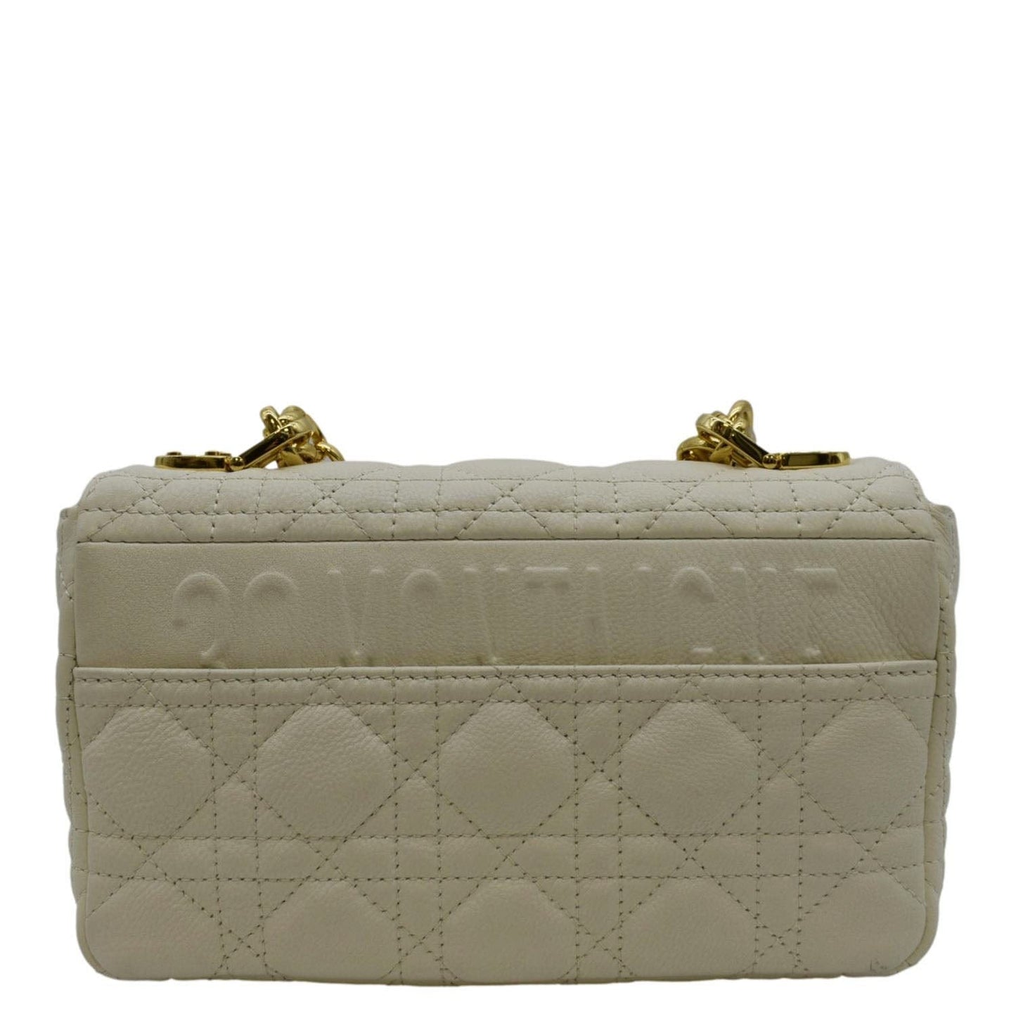 Dior Caro Supple Cannage Calfskin Shoulder Bag Ivory Leather Small