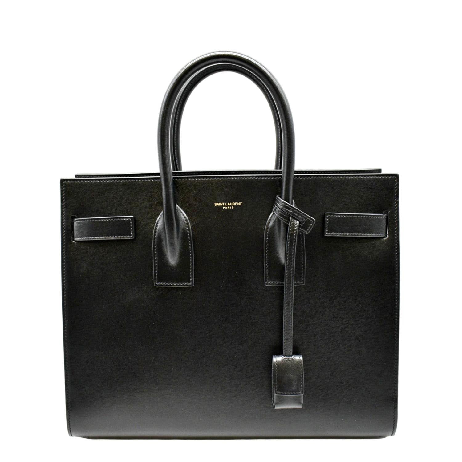 YSL Saint Laurent Yves Sac De Jour Satchel Shoulder Bag Leather Black Satchel Bag