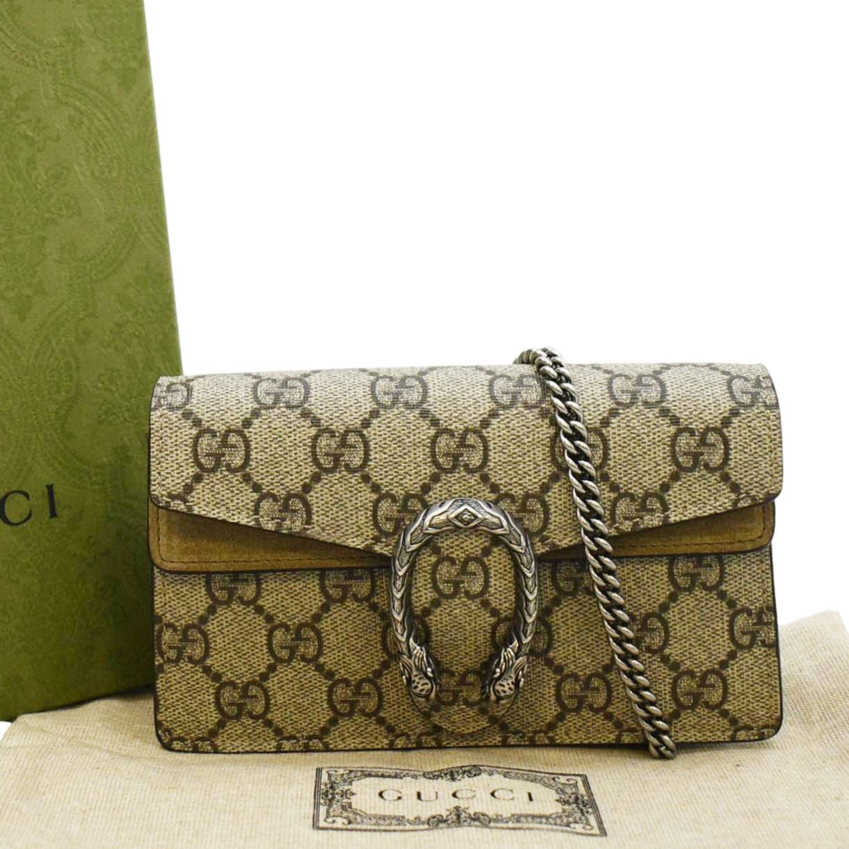 Gucci Dionysus Super Supreme Crossbody Bag Taupe Canvas Mini